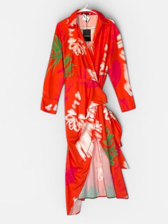 Koan Daily Dresses & Skirts - KOAN DAILY Vibrant Floral Wrap Dress Long Sleeve cuffed Sz XL